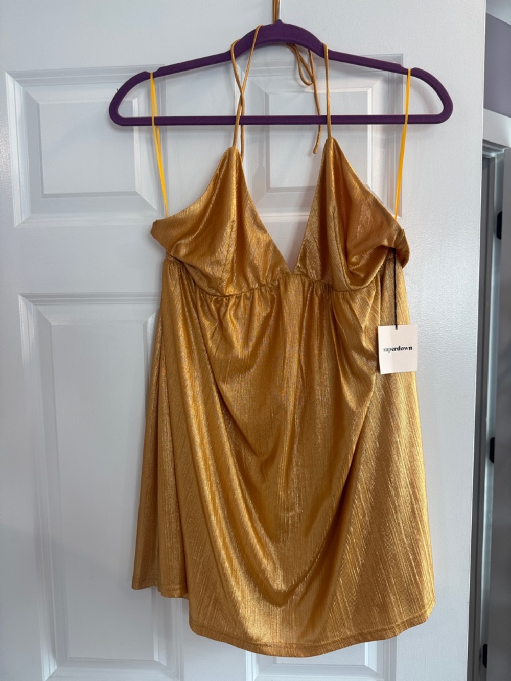 superdown Gold Metallic Mini Dress